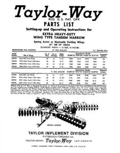 Taylor-Way Parts Manual