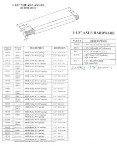 Taylor-Way Axle Parts Chart