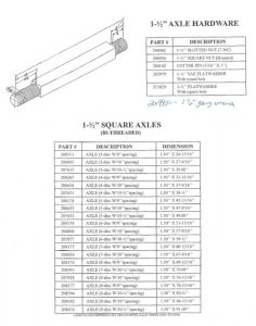 Taylor-Way Axle Parts Chart